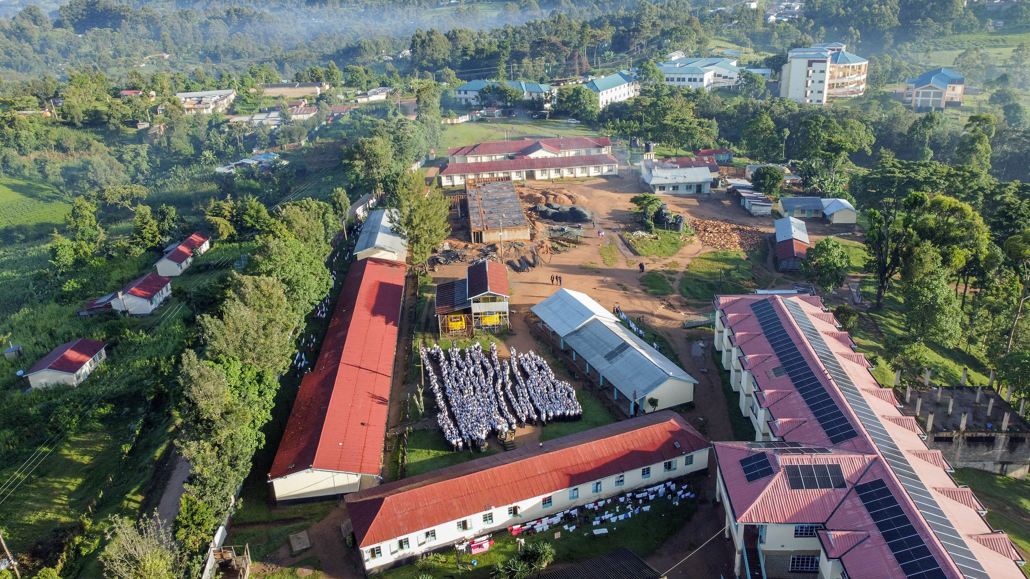 Kemeloi Boys full campus aerial with students